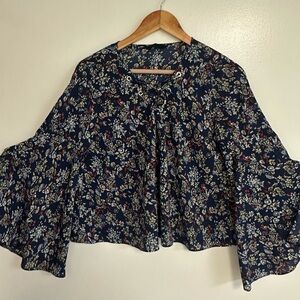 Navy Floral Women's Blouse